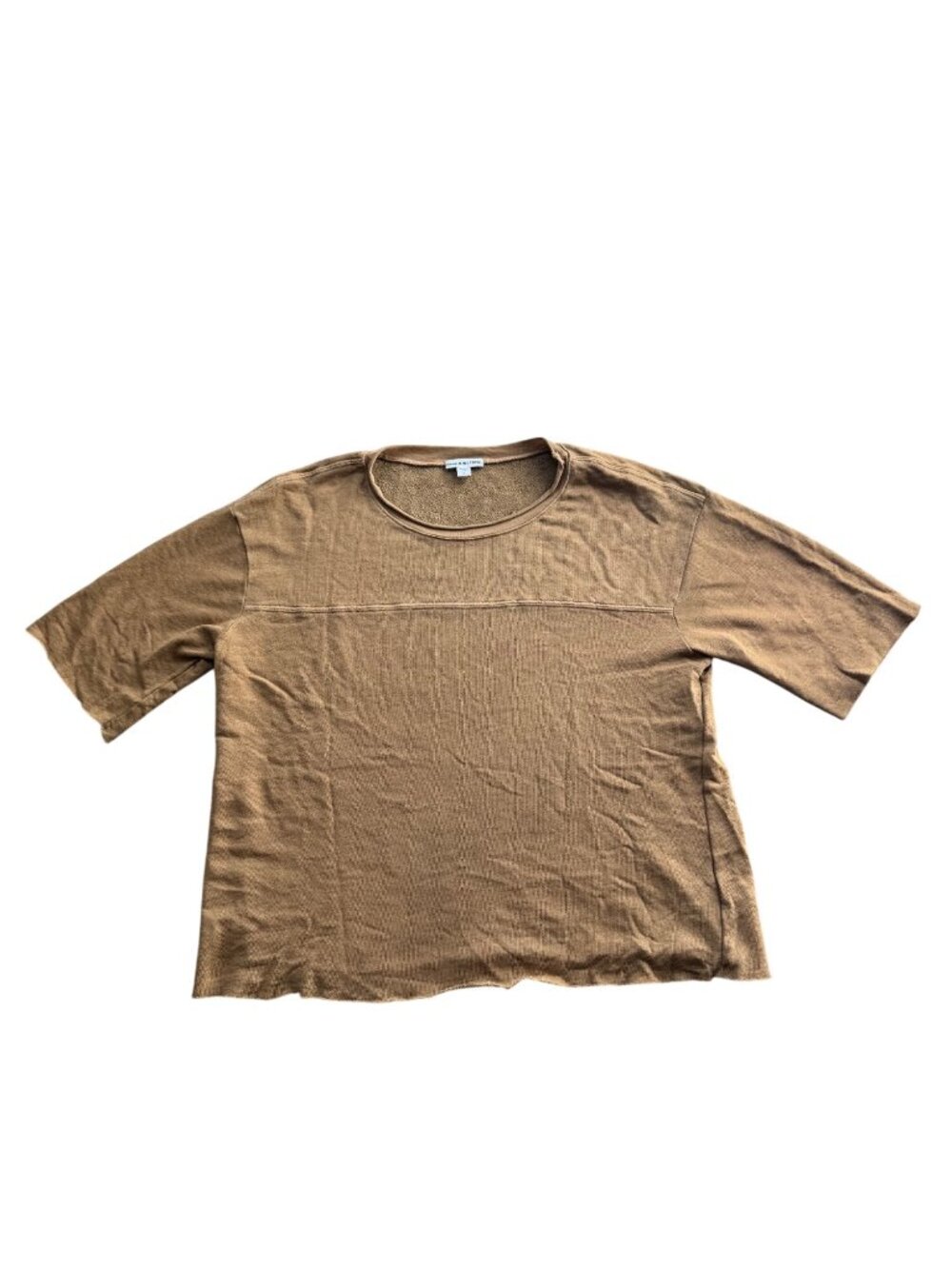 Standard James Perse Womens Boxy Brown Crew Neck T-Shirt Size 2 M Cotton Blend